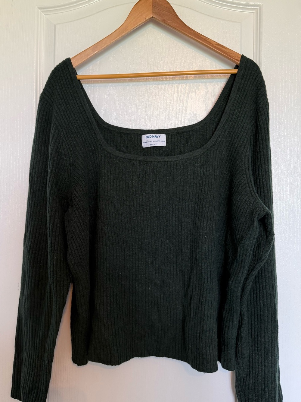 Old Navy Women's Forest Green Ribbed Scoop Neck Cropped Sweater